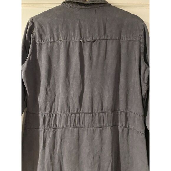 Billy T Button Down Long Sleeve Washed Black 100% Lyocell Dress Sz M Roll Tab - Picture 8 of 8